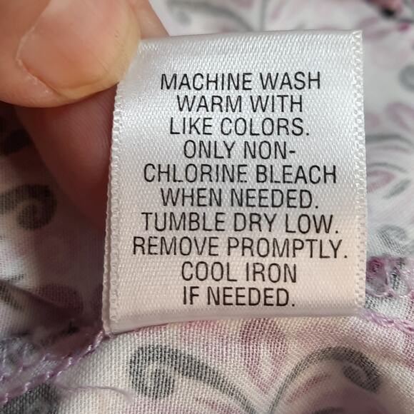 Dana Buchman Button‎ Down Top with 3/4 Sleeve White Pink Black Size Small - Picture 9 of 9